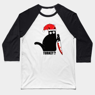 Christmas Turkey Cat Baseball T-Shirt